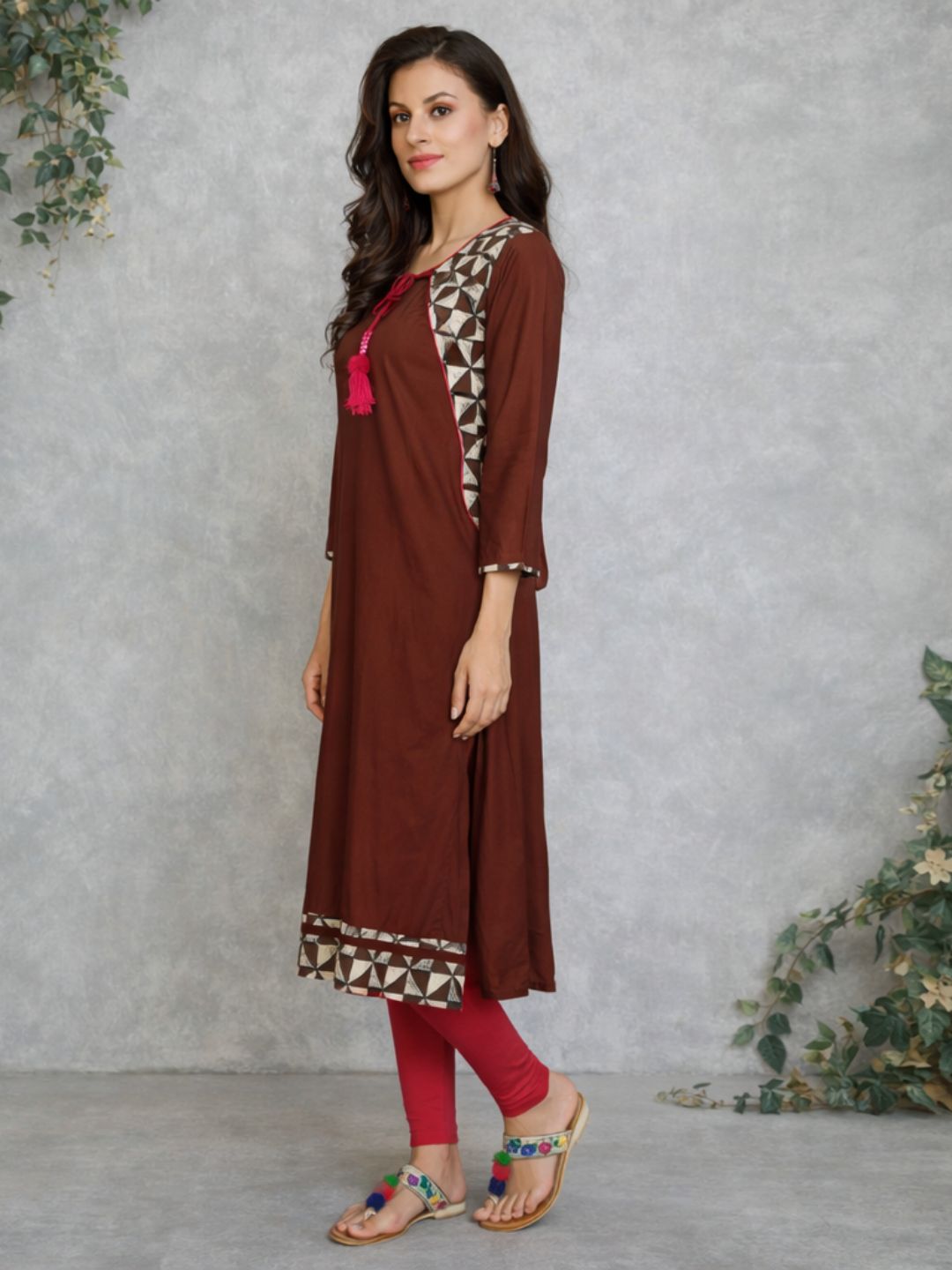 Urban Charm Rayon Kurta - Rust Radiance