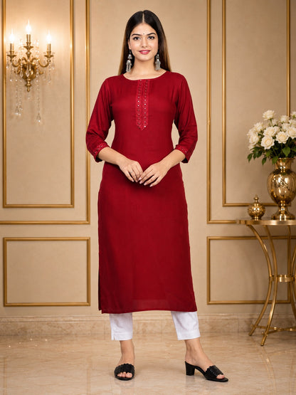 The Mirror Muse Viscose Rayon Kurta - Maroon
