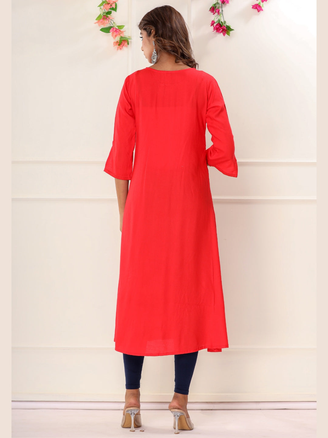 The Cherry Red Flare Kurta