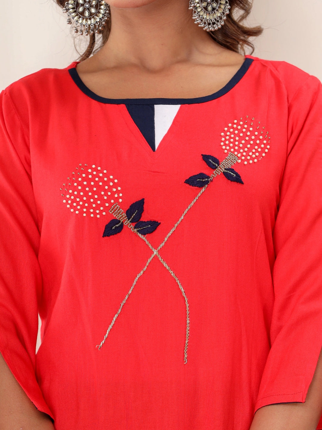 The Cherry Red Flare Kurta