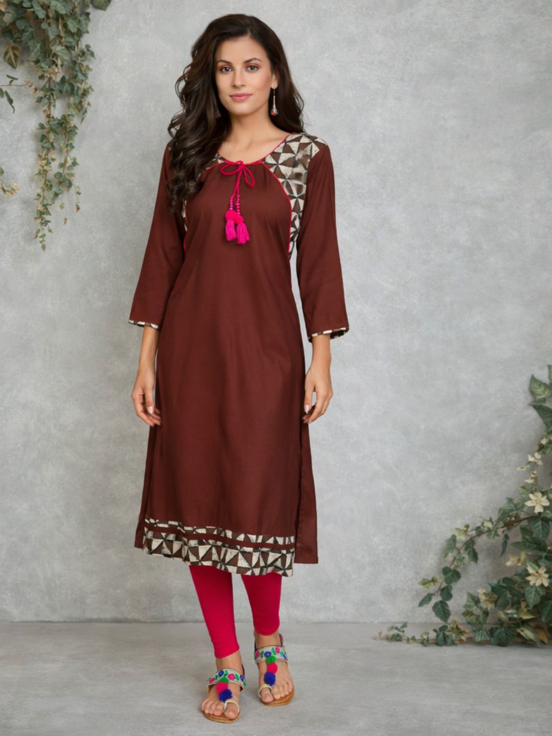 Urban Charm Rayon Kurta - Rust Radiance