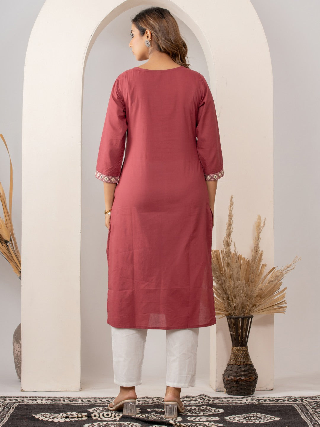 The Mauve Muse: Mirror-Work Magic Cotton Kurta