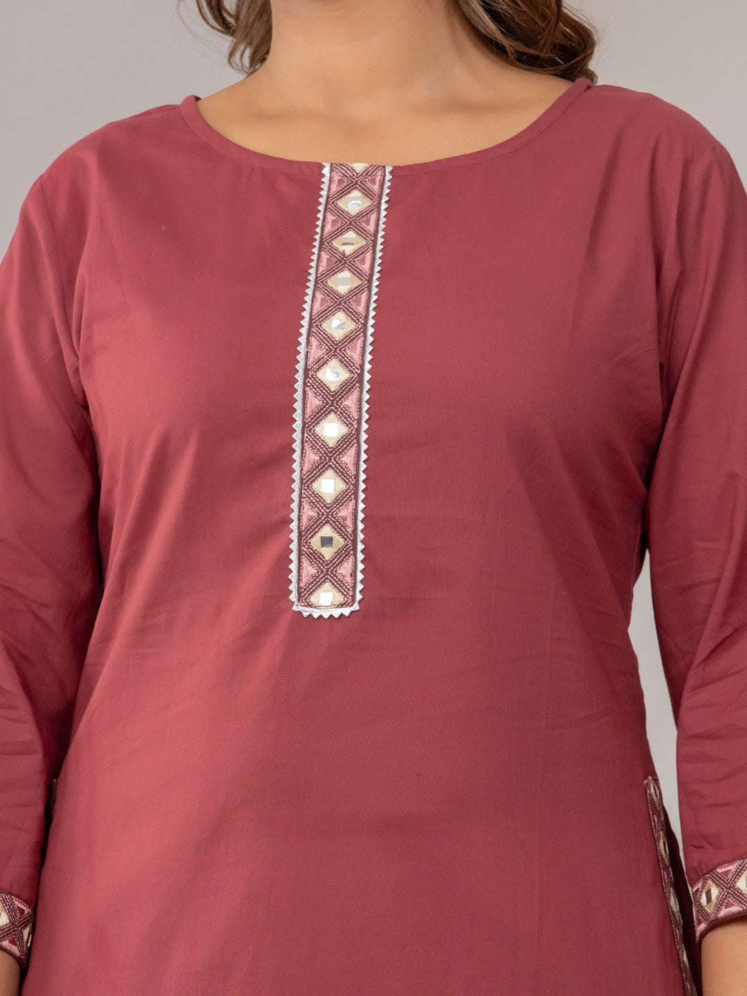 The Mauve Muse: Mirror-Work Magic Cotton Kurta