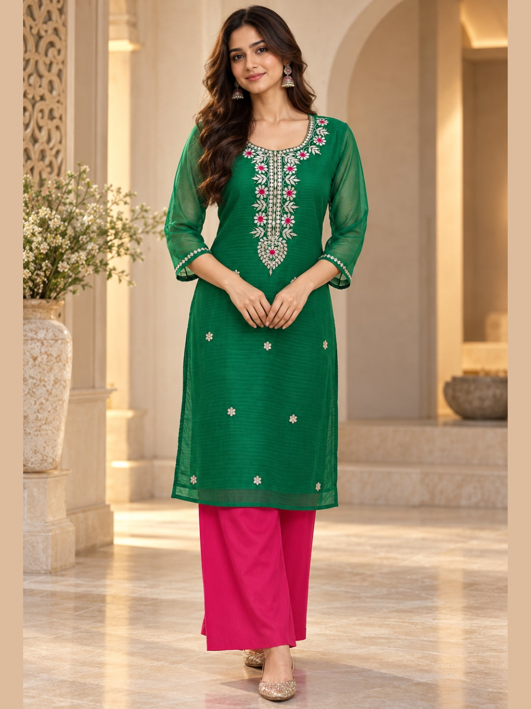 Gulnaar – Emerald Chanderi Gota Patti Festive Set