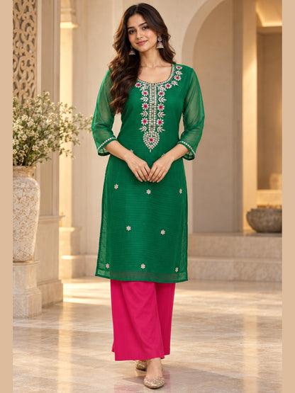 Gulnaar – Emerald Chanderi Gota Patti Festive Set
