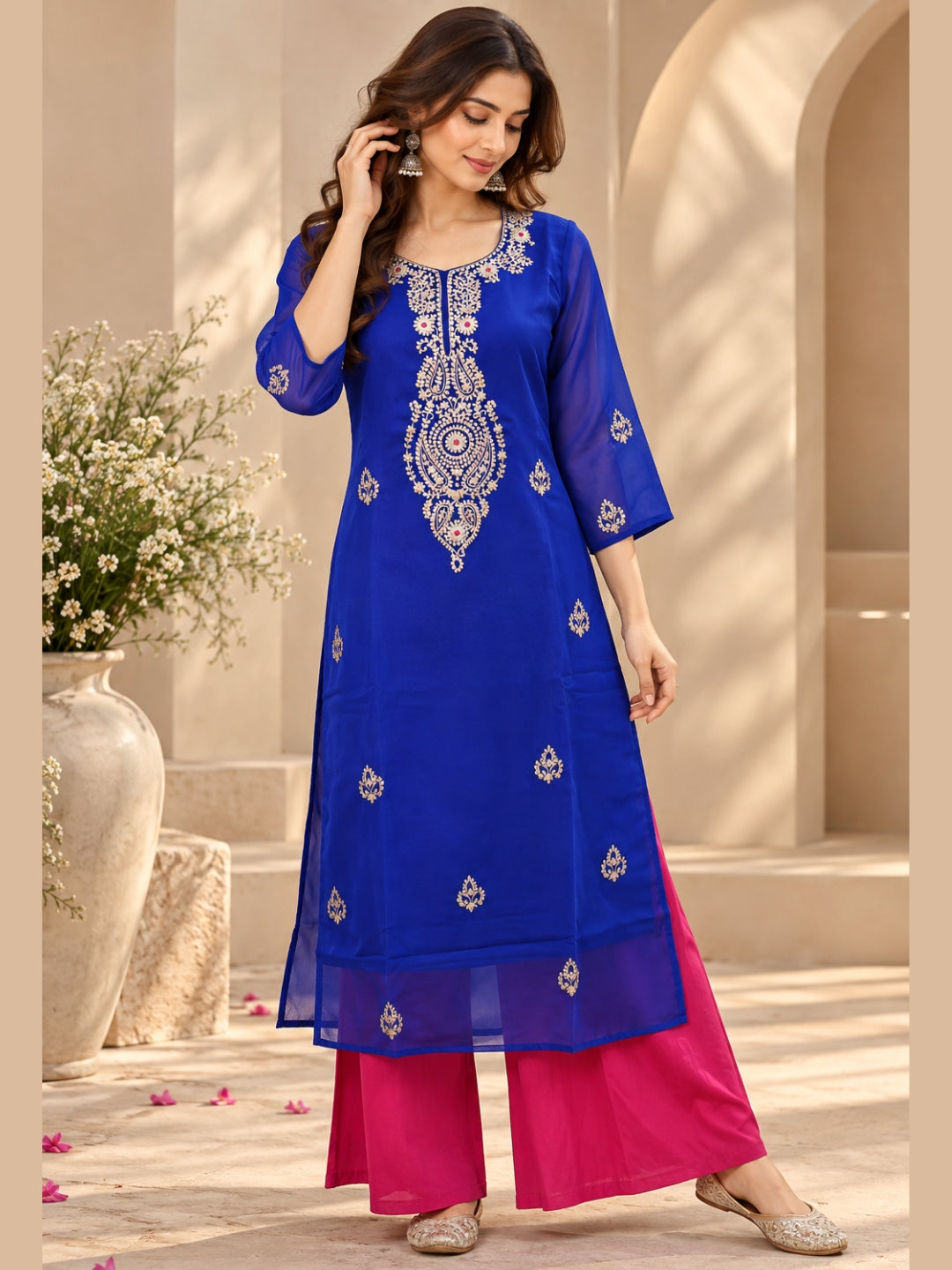The Royal Pittan Edit — Georgette Kurta & Palazzo Set