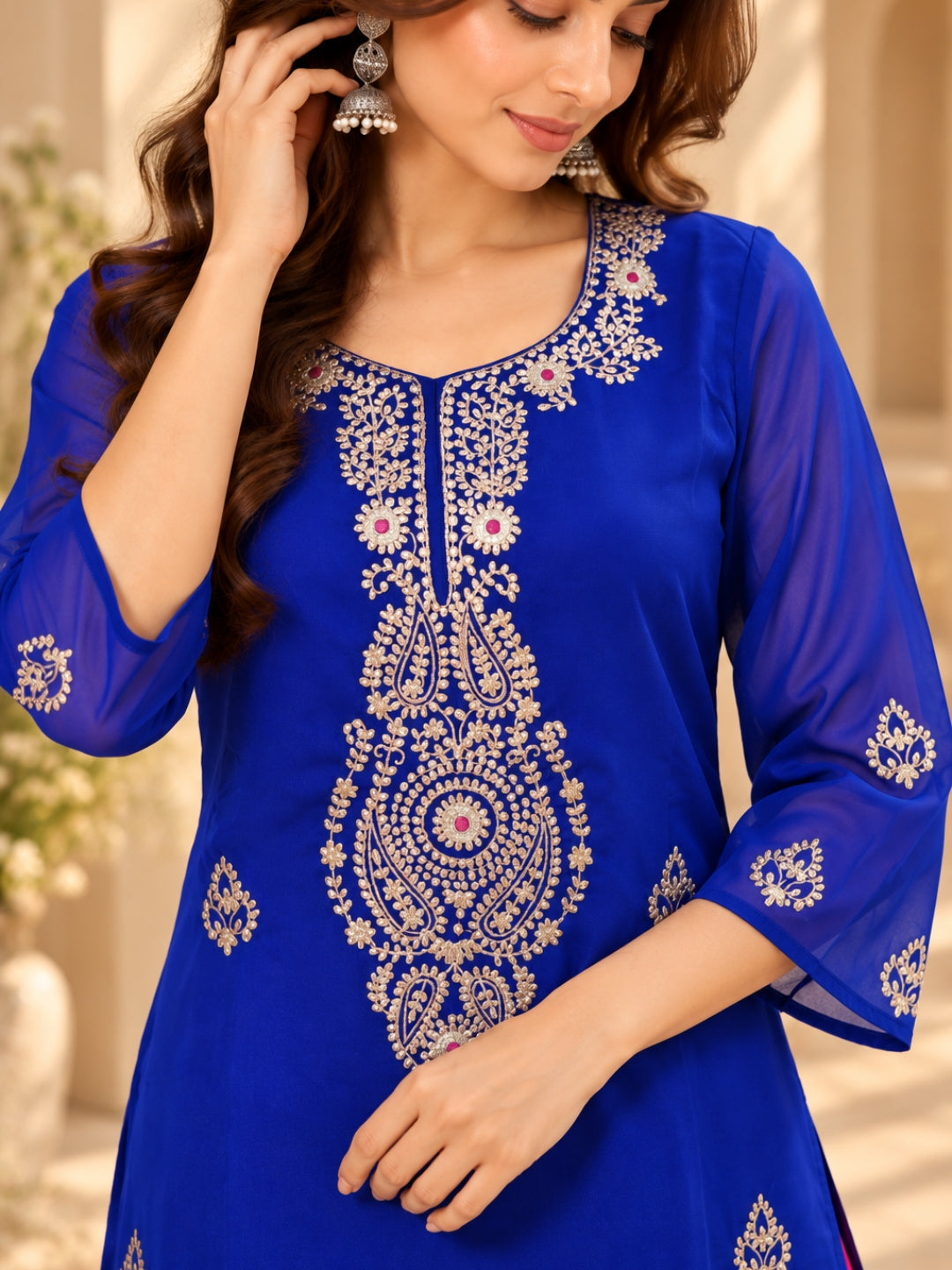 The Royal Pittan Edit — Georgette Kurta & Palazzo Set