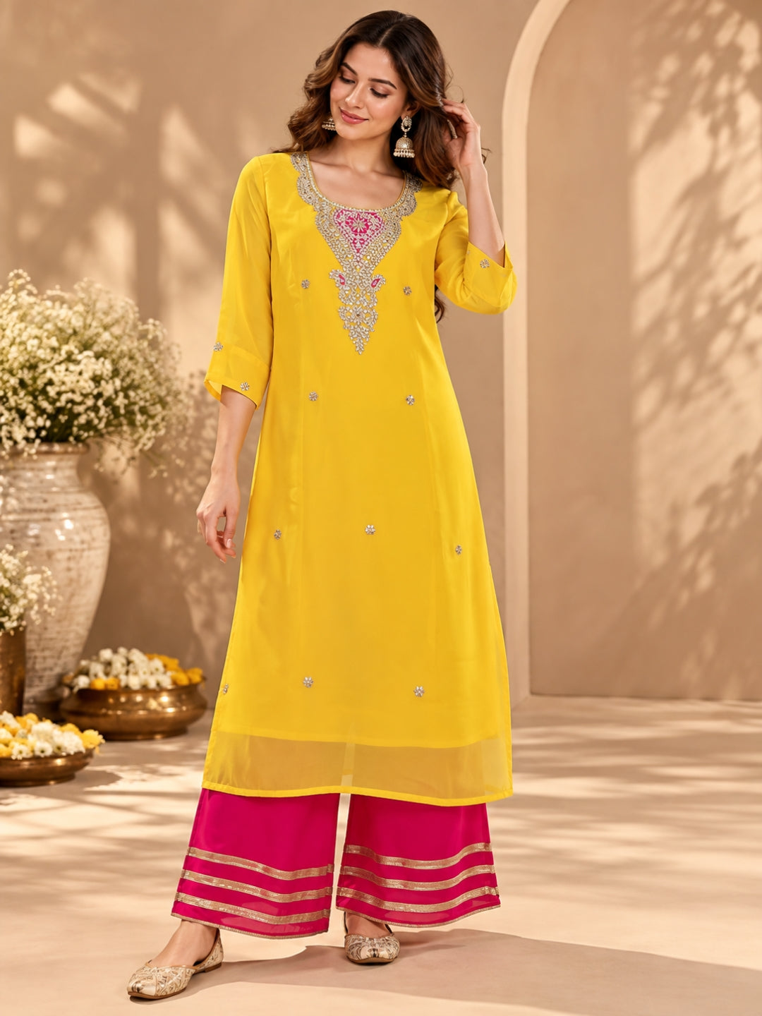 THE SUNLIT GOTA EDIT ✨— Georgette Kurta & Palazzo Set