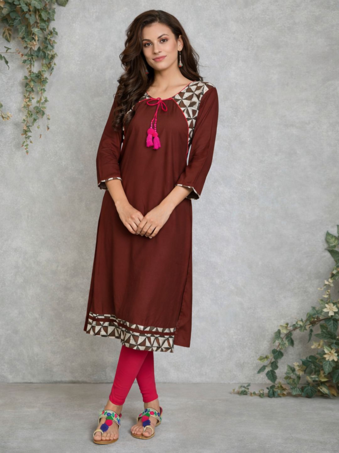 Urban Charm Rayon Kurta - Rust Radiance