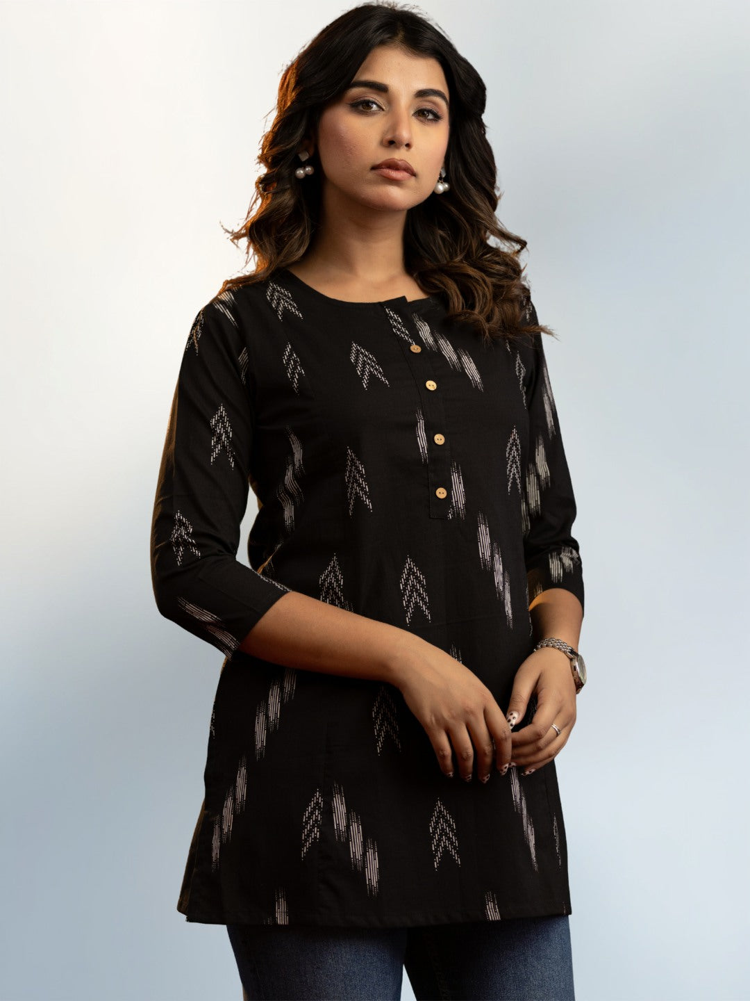 Contemporary Ikat Cotton Tunic Top