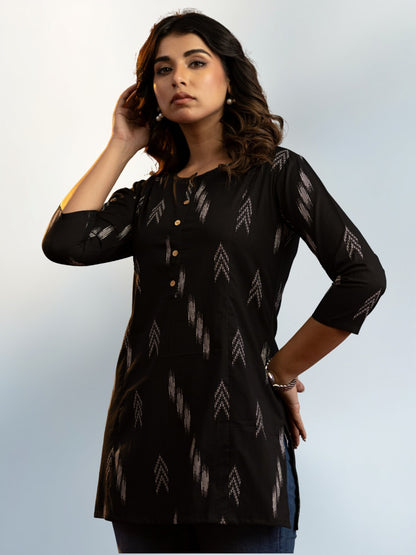 Contemporary Ikat Cotton Tunic Top