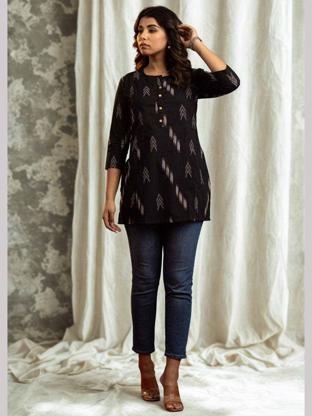 Contemporary Ikat Cotton Tunic Top