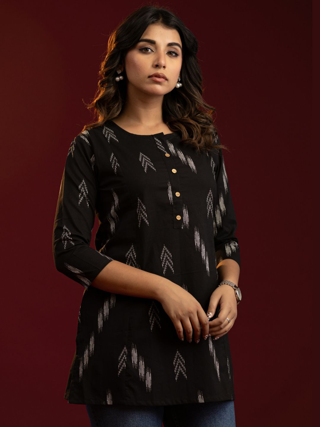 Contemporary Ikat Cotton Tunic Top
