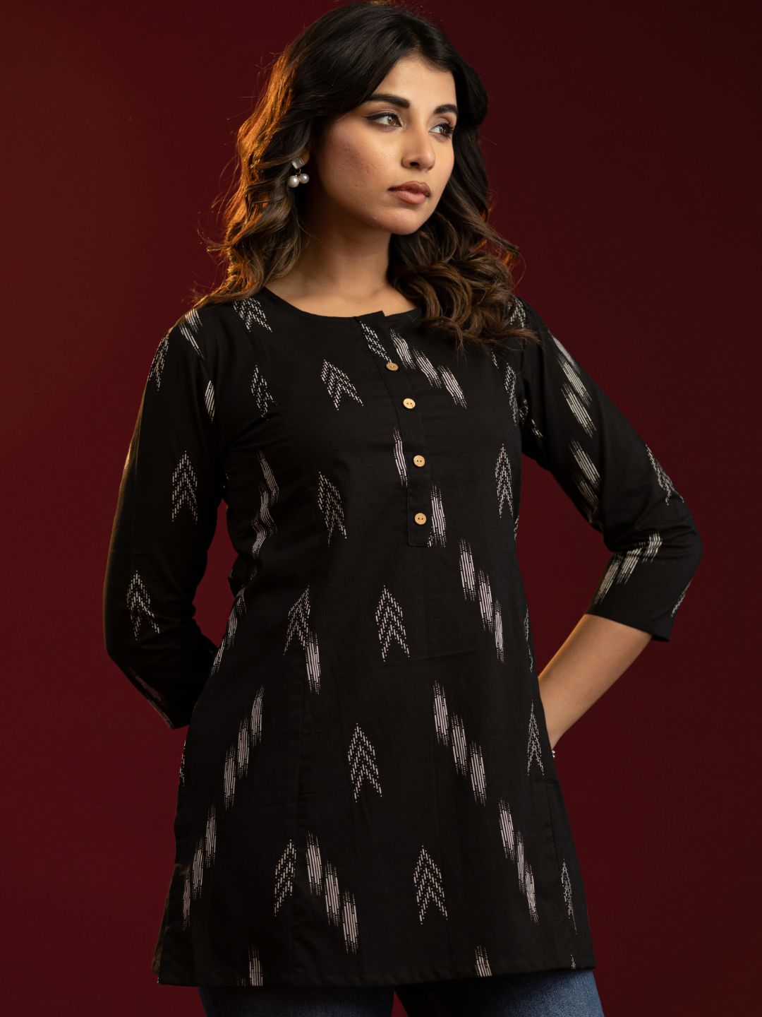 Contemporary Ikat Cotton Tunic Top