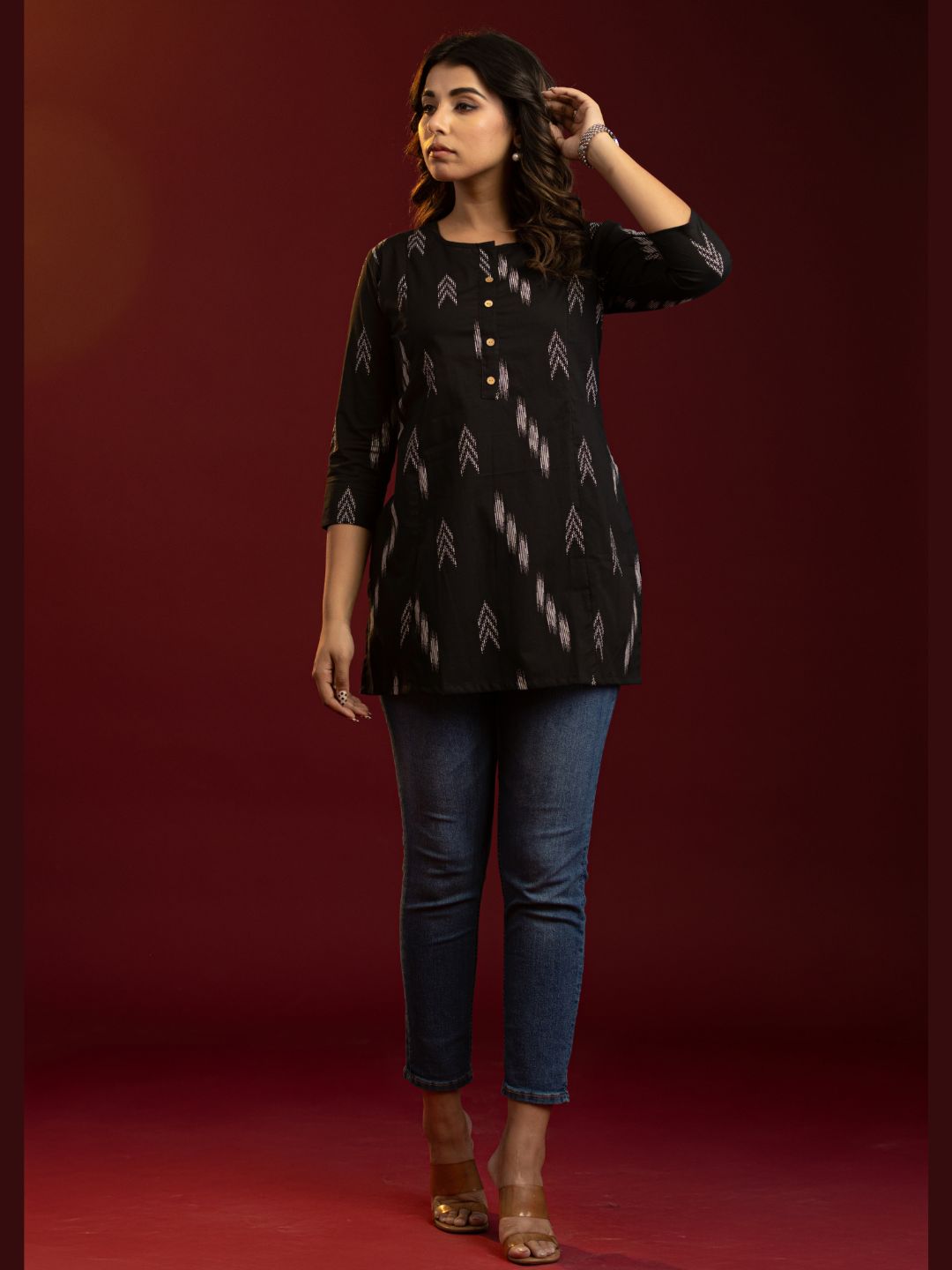 Contemporary Ikat Cotton Tunic Top