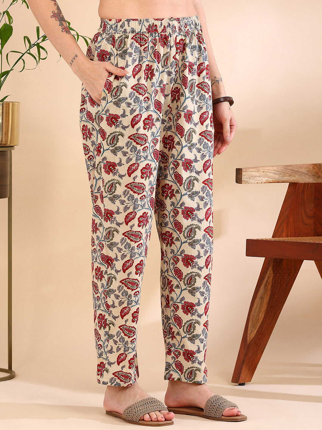 Artisan Bloom Pure Cotton Co-ord Set - Beige