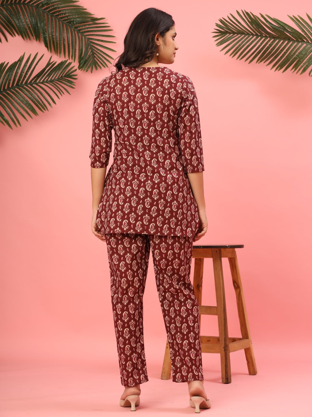 Maroon Paisley Pure Cotton Co-ord Set