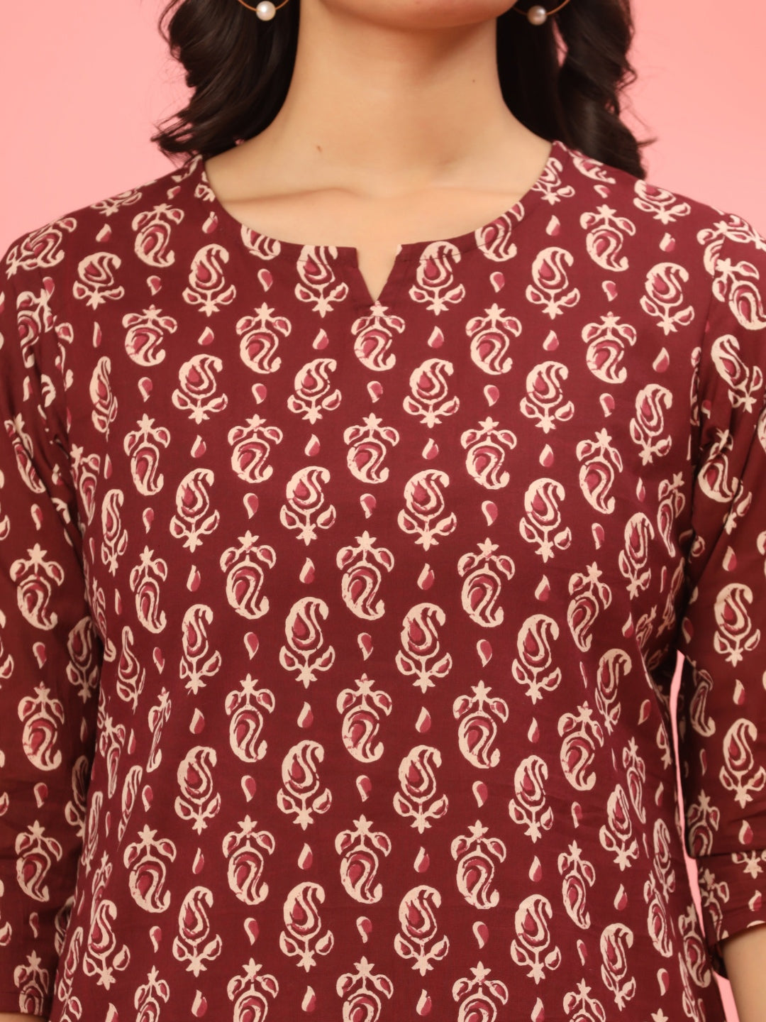 Maroon Paisley Pure Cotton Co-ord Set