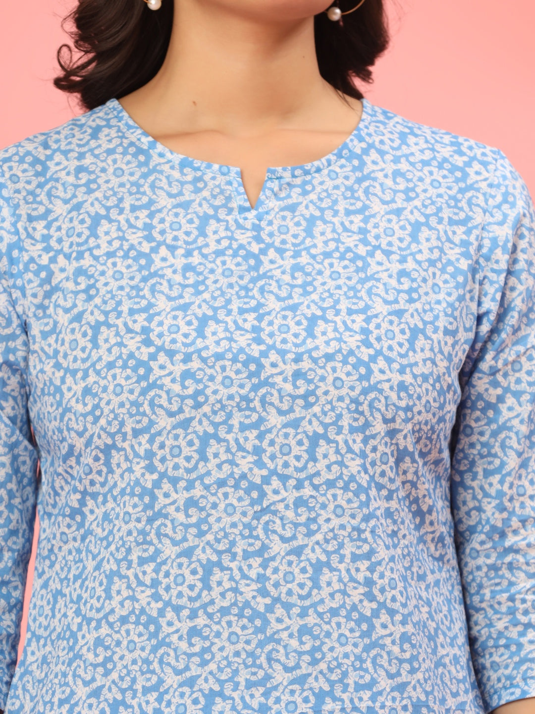 Sky Blue Serenity Floral Pure Cotton Co-ord Set