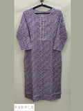 Pure Cotton Lehariya Kurta with Lace detail - Purple