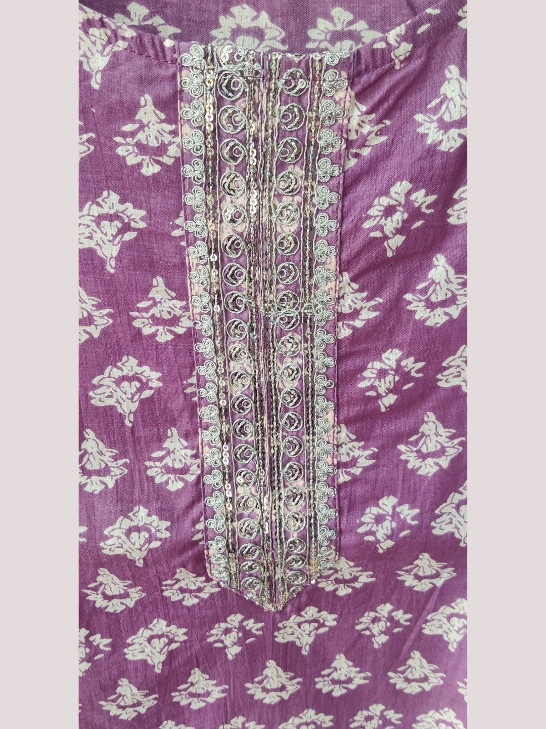 Pure Cotton Embroidered Top - Purple