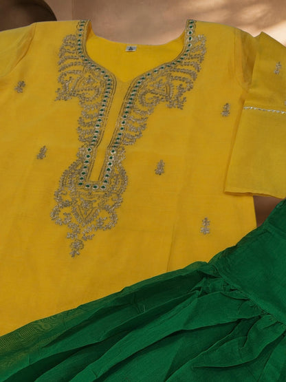 The Nooré — Hand-Embroidered Chanderi Sharara Set