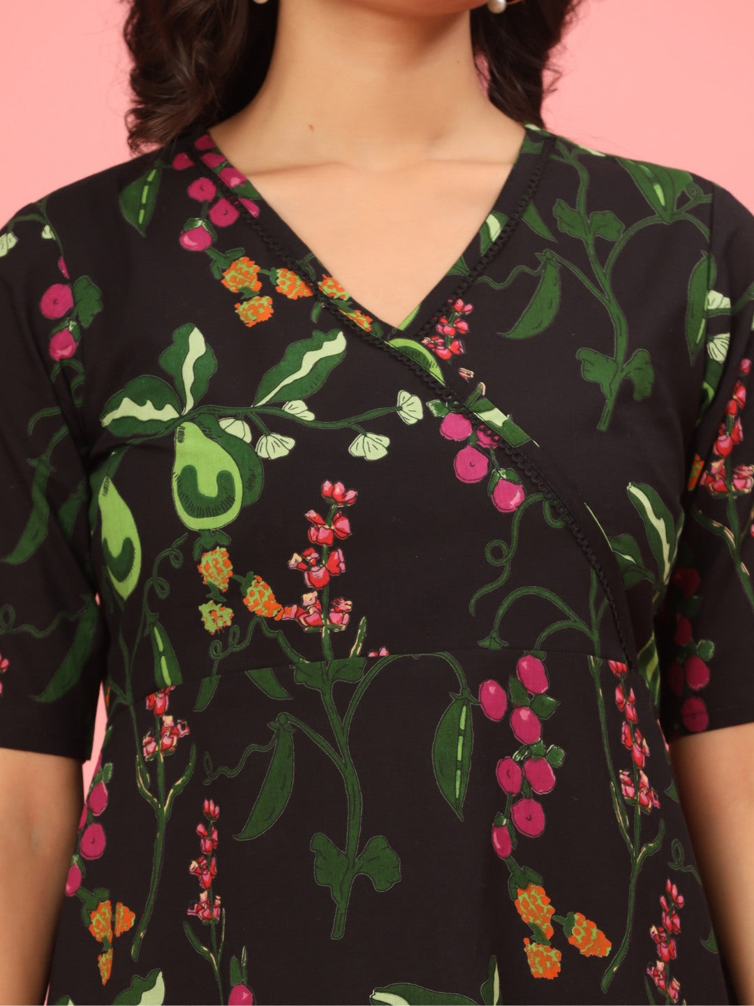 Noir Bloom Ruffle Dress