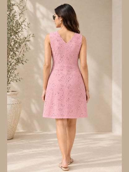 Pink Petal | Schiffli Embroidered Cotton Dress