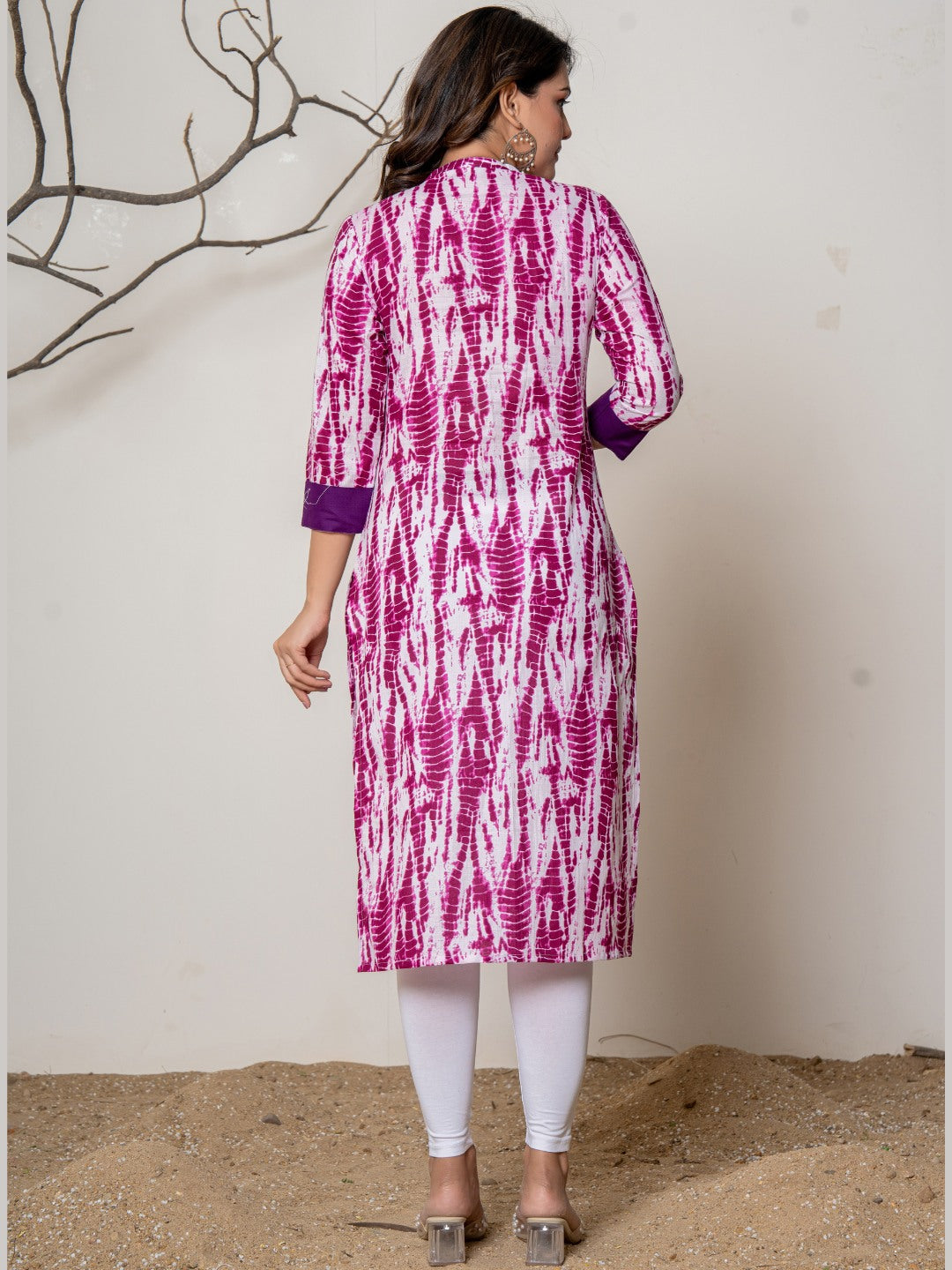 Pure Cotton Printed Collared Kurta - Purple