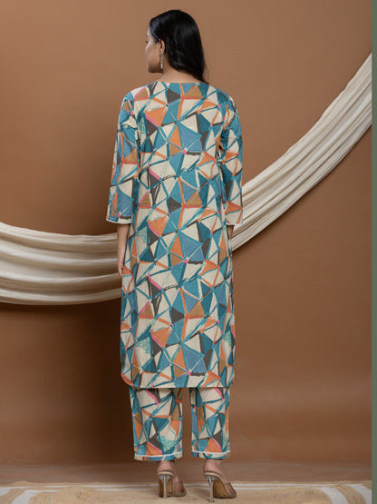 Splash of color Cotton Co-ord Set - Coffee