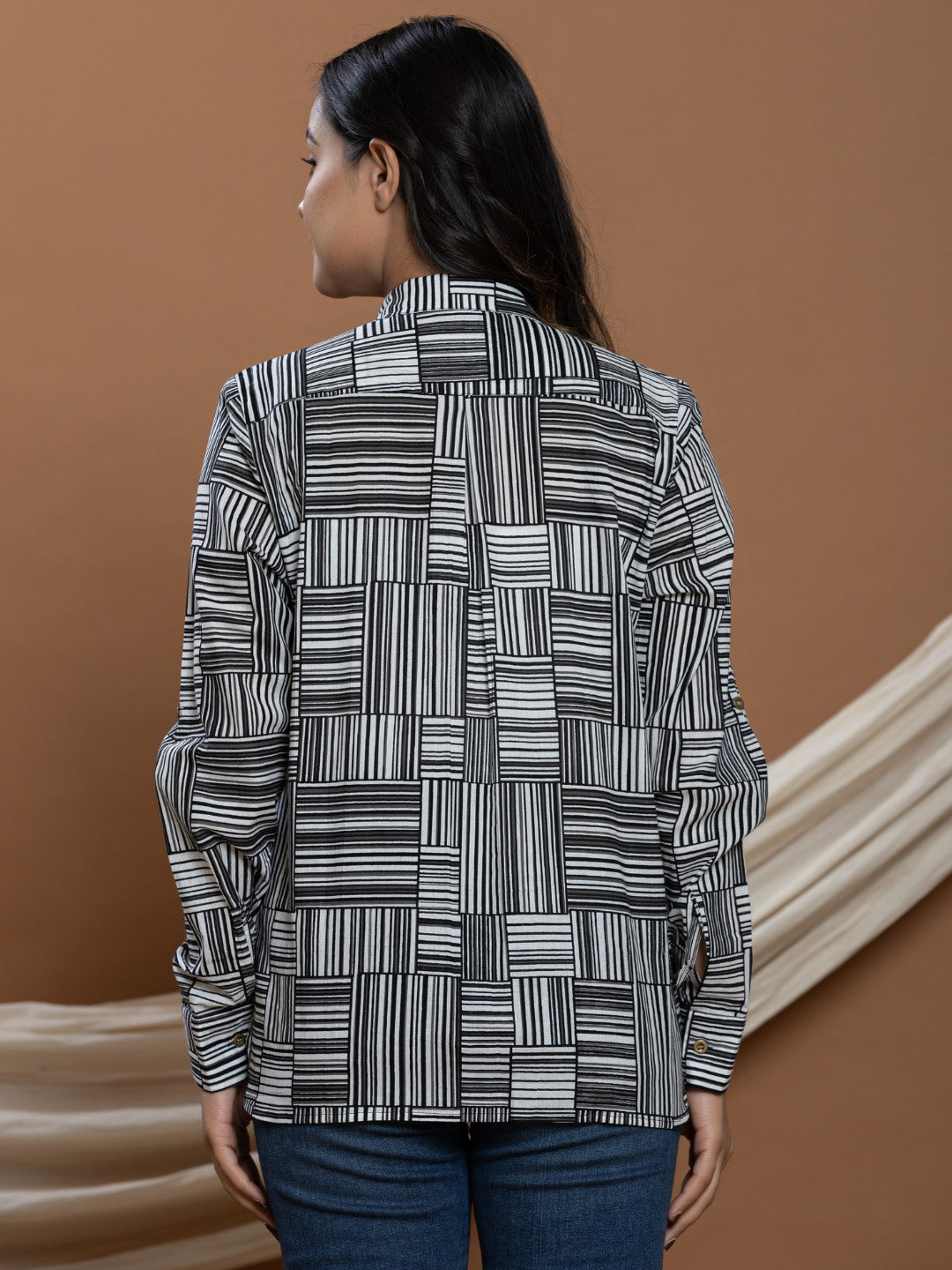 Pure Cotton Printed Shirt - Black & White