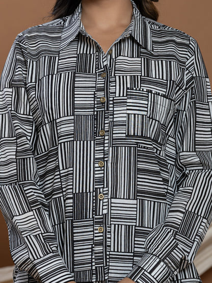 Pure Cotton Printed Shirt - Black & White