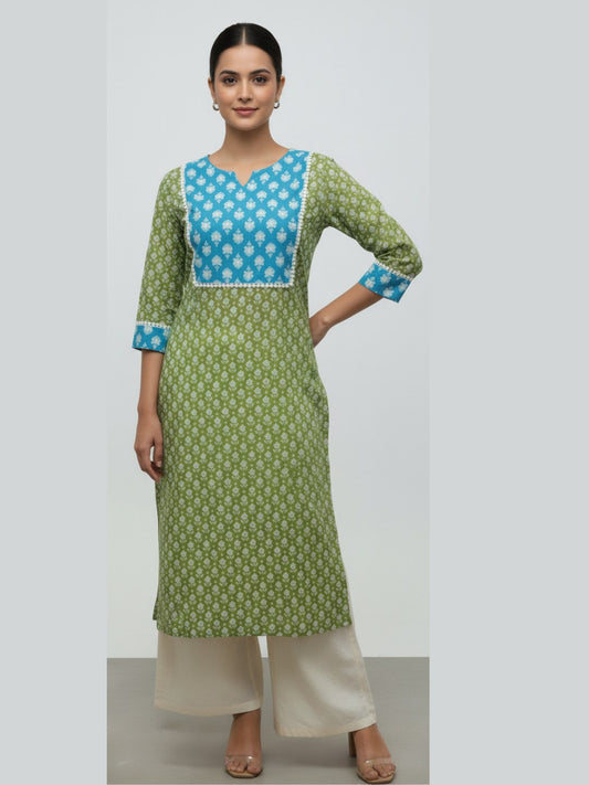 The Sage-Sky Contrast Tunic