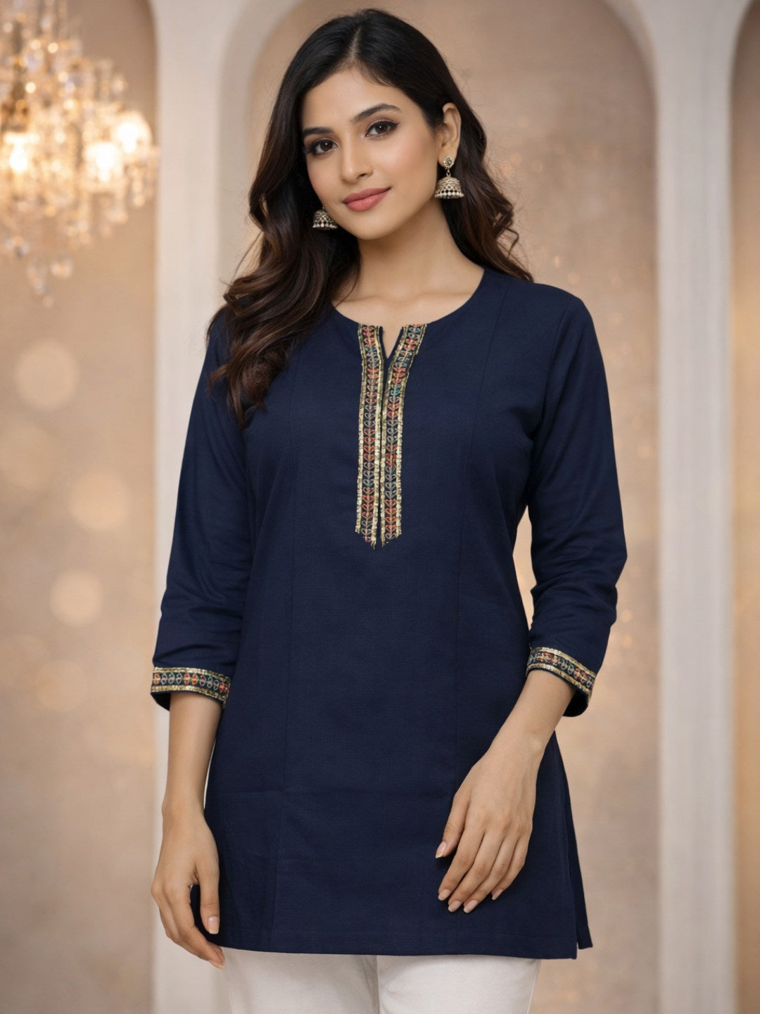 Navy Nightfall: The "Effortless Elegance" Rayon Kurti