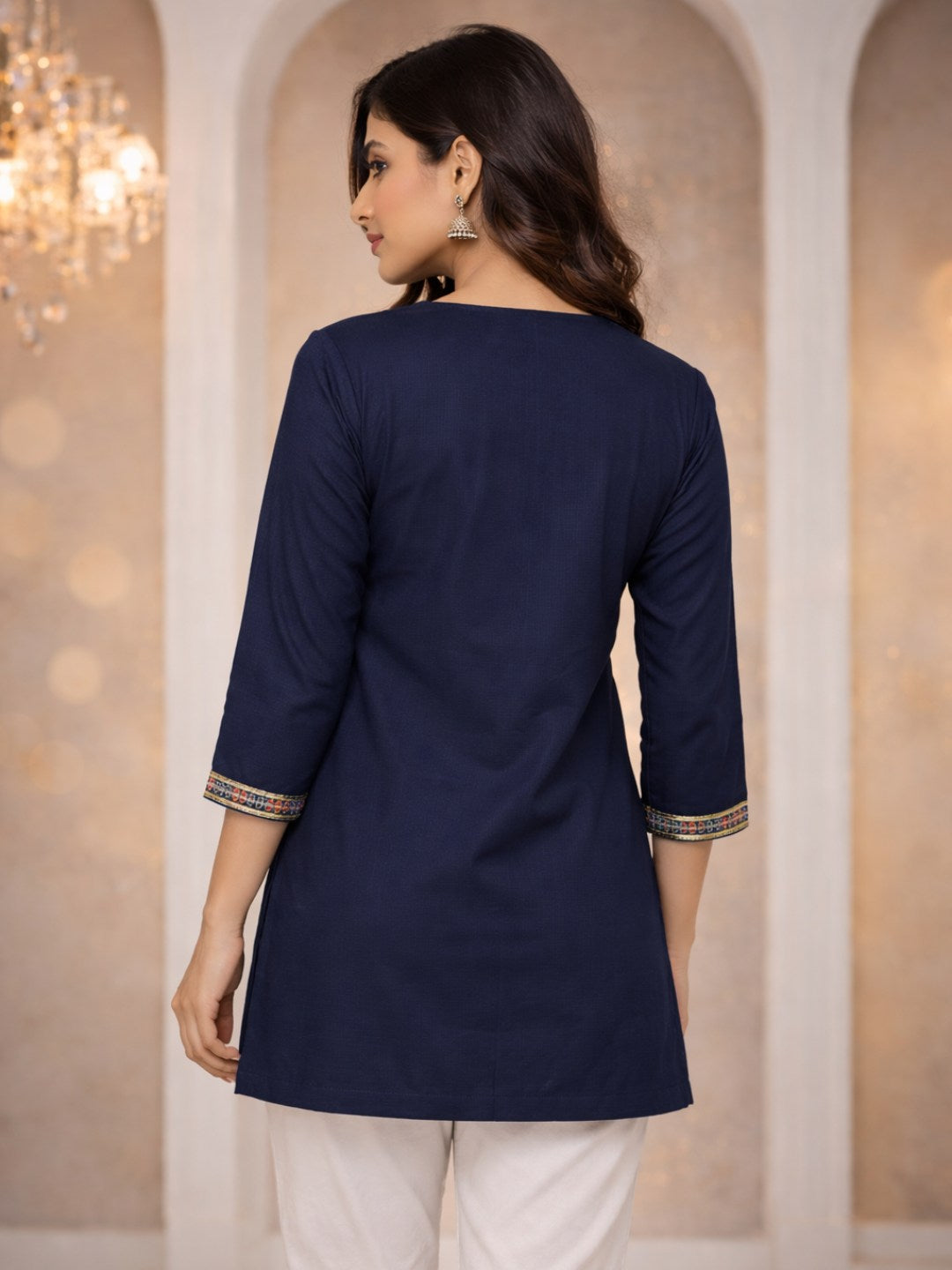 Navy Nightfall: The "Effortless Elegance" Rayon Kurti