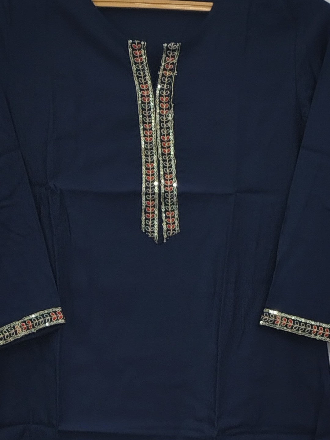 Navy Nightfall: The "Effortless Elegance" Rayon Kurti