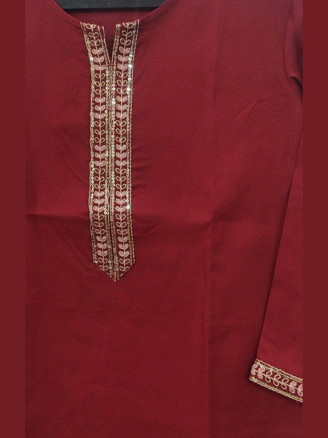 Crimson Muse Embroidered Rayon Top