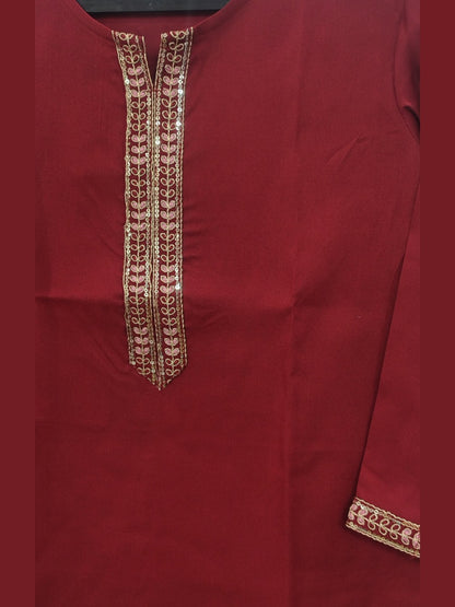 Crimson Muse Embroidered Rayon Top