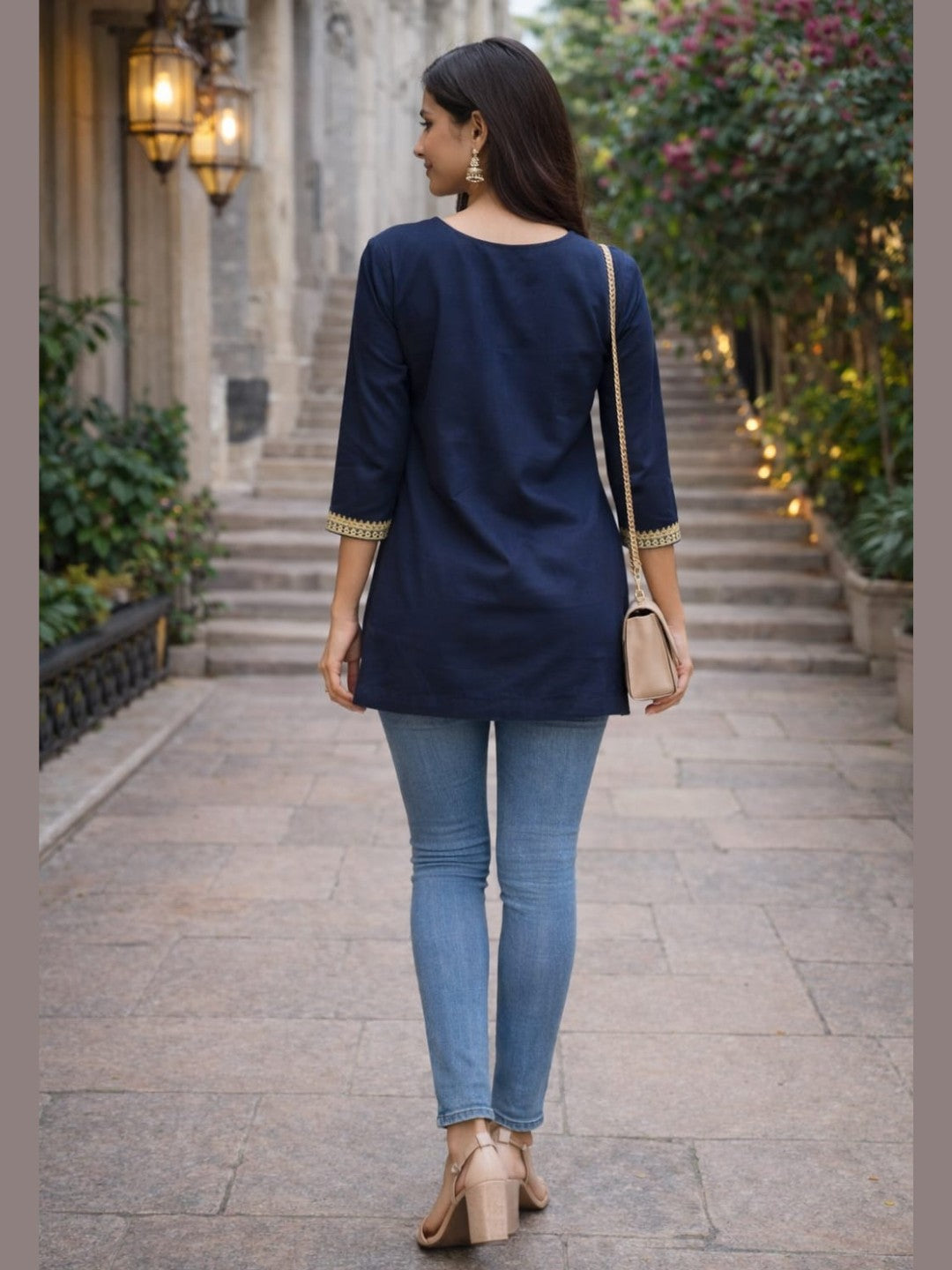 Indigo Aura: The "Desi-Cool" Rayon Tunic