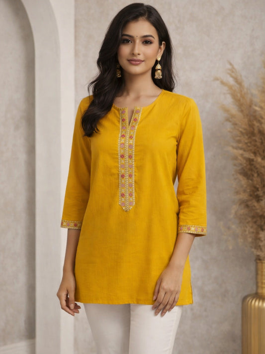 Sunshine Chic Embroidered Rayon Top