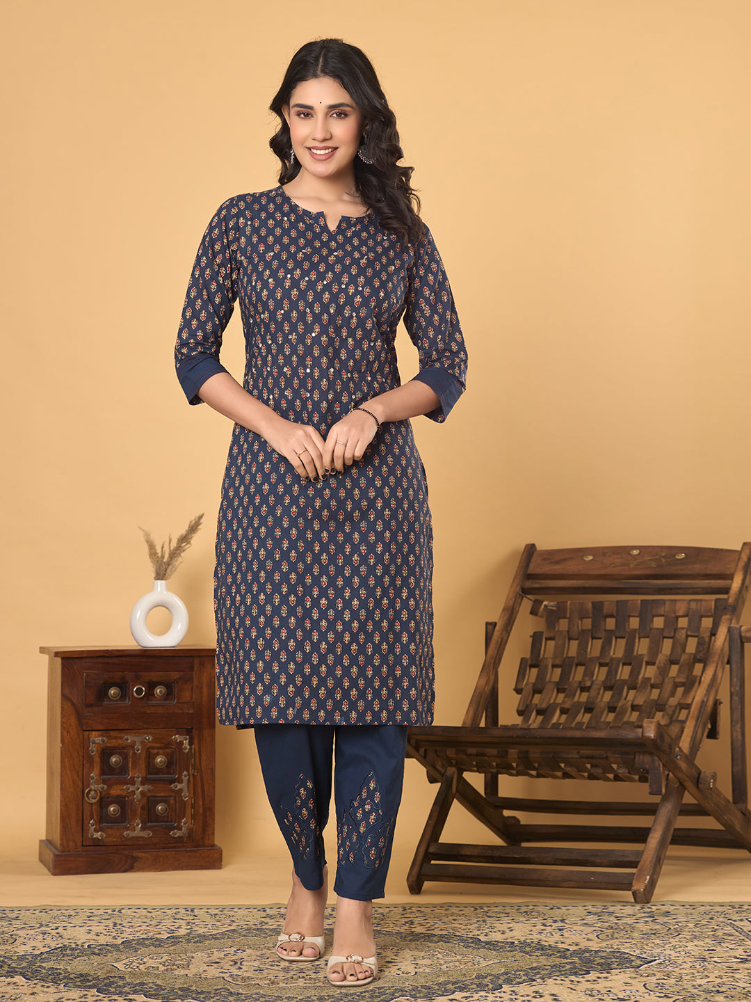 Royal Indigo Heritage Set - Kurta, Pant and Dupatta