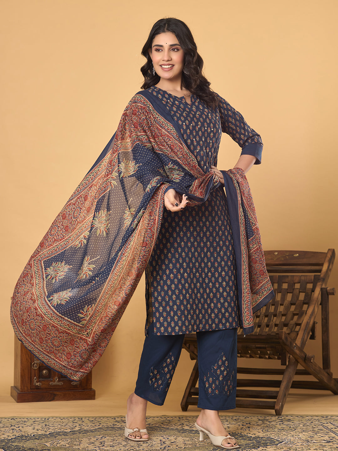 Royal Indigo Heritage Set - Kurta, Pant and Dupatta