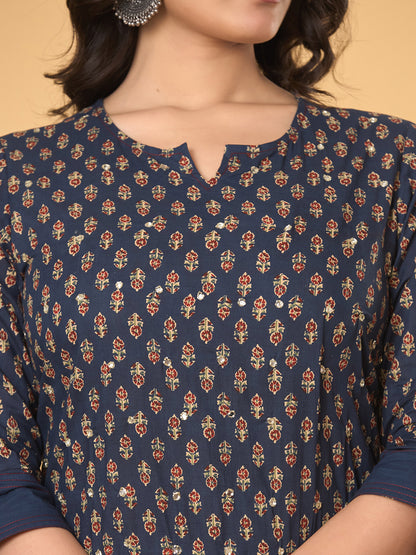 Royal Indigo Heritage Set - Kurta, Pant and Dupatta