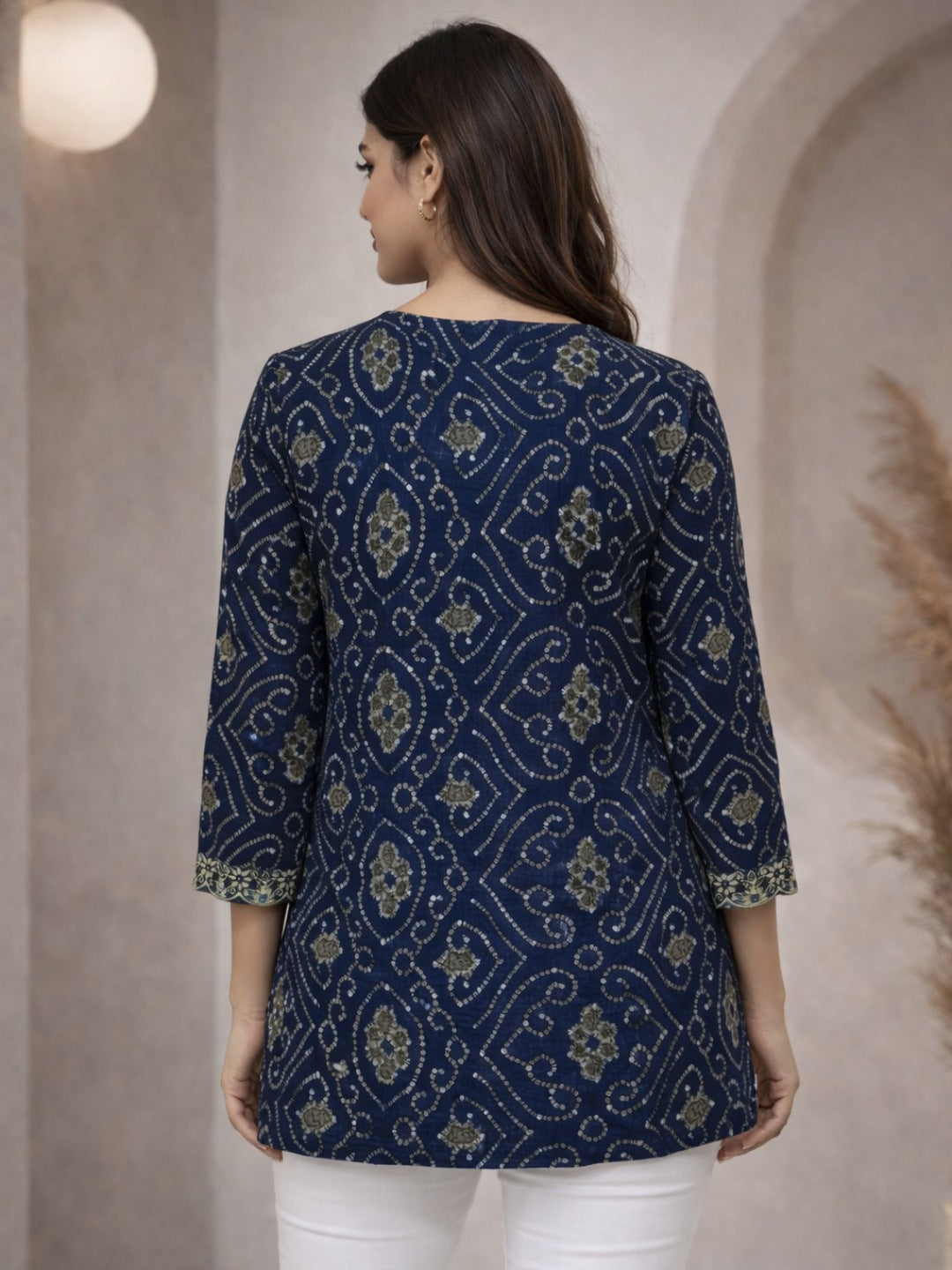 Indigo Aura: Scallop-Edge Boho Tunic
