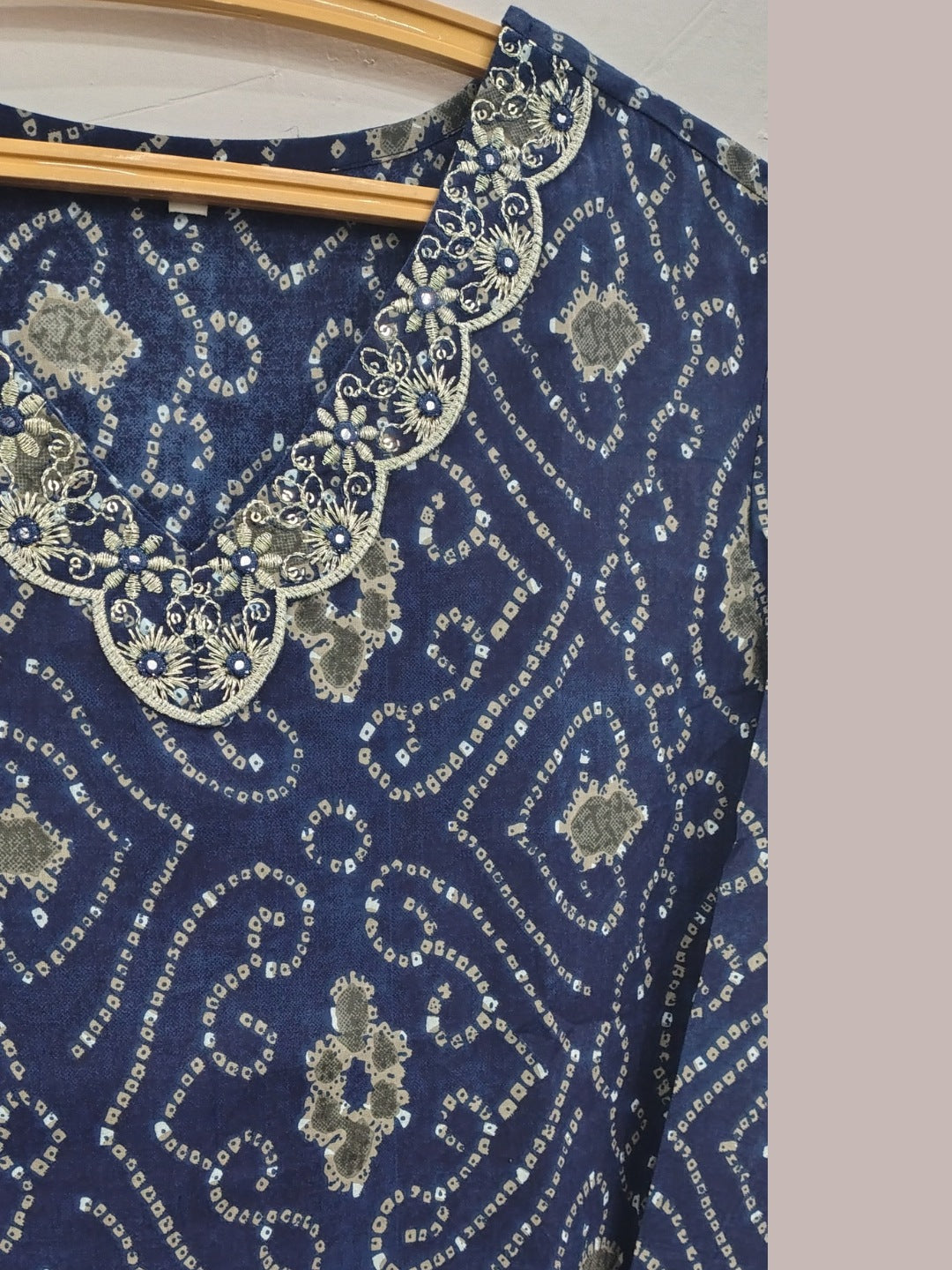 Indigo Aura: Scallop-Edge Boho Tunic