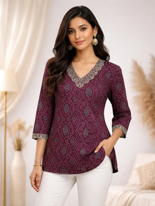 Plum Punch: The "Vibe-Check" Cotton Tunic