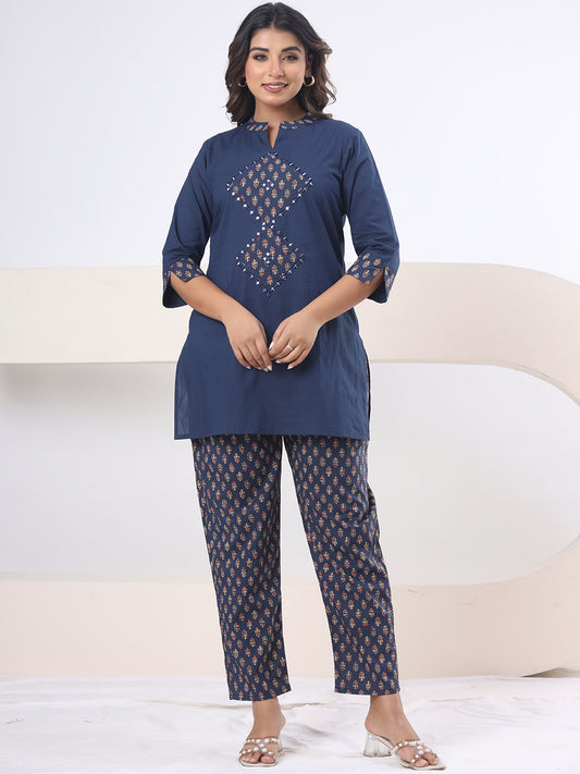 Navy Blue – Midnight Mirror Elegance Co-ord Set