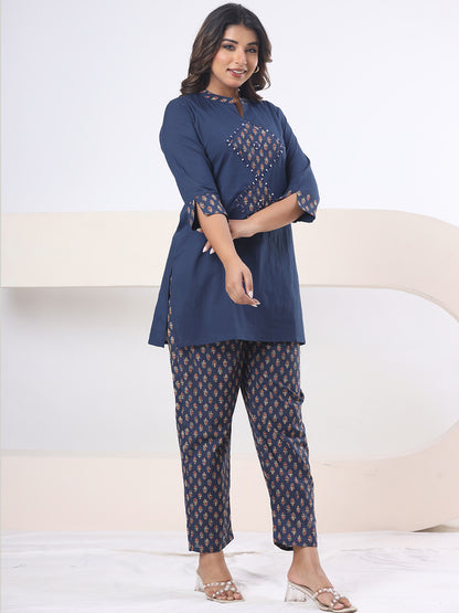 Navy Blue – Midnight Mirror Elegance Co-ord Set
