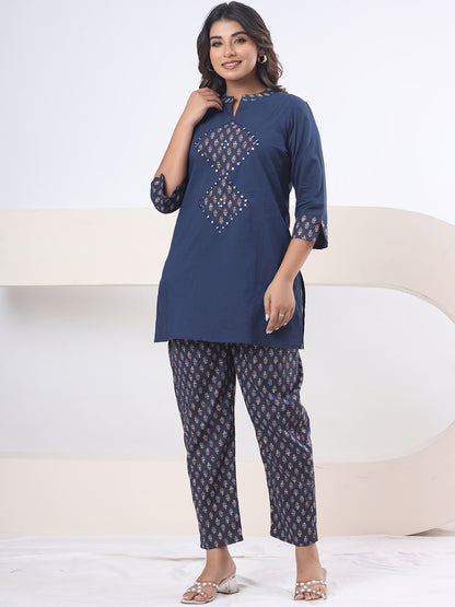Navy Blue – Midnight Mirror Elegance Co-ord Set