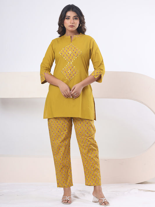 Mustard Yellow – Sunlit Mirror Luxe Co-ord Set